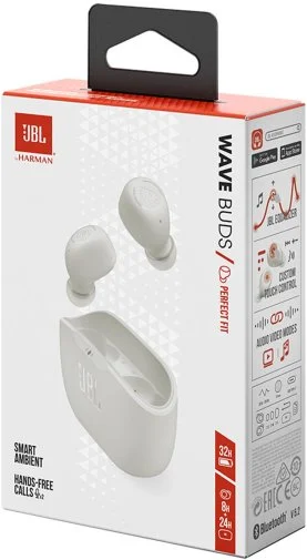 Навушники JBL Wave Buds White (JBLWBUDSWHT)