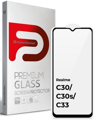 Захисне скло ArmorStandart for Realme C30/C30s/C33 - Full Glue Black (ARM64727)