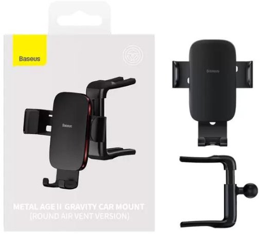 Кріплення для мобільного телефону Baseus Metal Age II Gravity Car Mount Round Air Vent Version Black (SUJS030001)