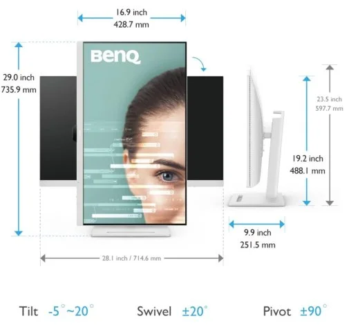 Фото: Монітор BenQ GW3290QT White (9H.LLHLA.TBE) - 31.5" IPS / 2560×1440 / 75 Гц / Pivot № 14 | KTC