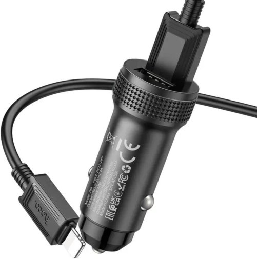  Автомобільний зарядний пристрій Hoco Z49 Level Black with AM/Lightning (6931474795625)