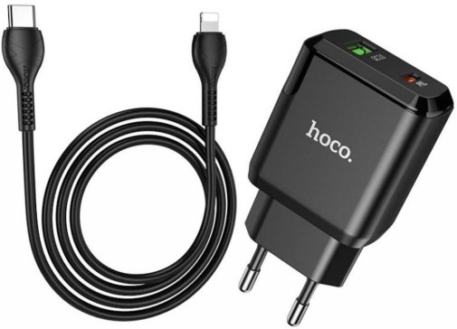 Зарядний пристрій Hoco N5 Favor 20W Black with Type-C/Lightning (6931474738912)
