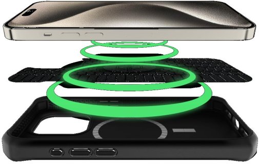 Чохол iTSkins for iPhone 15 Pro Max BALLISTIC R NYLON with MagSafe Black (AP5U-HMABA-BLCK)