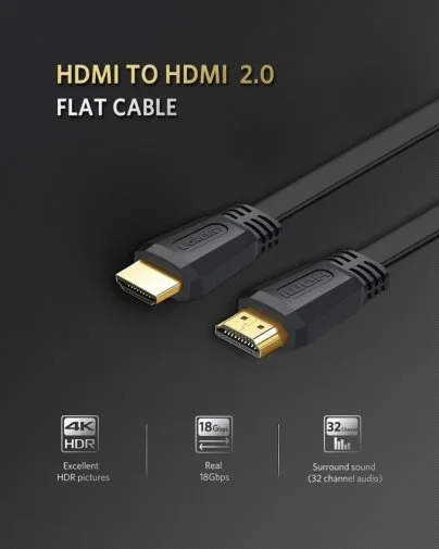 Фото: Кабель UGREEN ED015 Flat v2.0 HDMI / HDMI 2m Black (UGR-70159) № 6 | KTC