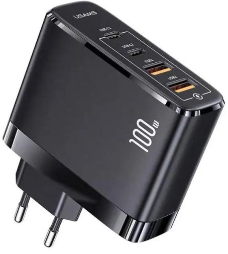 Зарядний пристрій Usams US-CC145 T44 QC3.0 PD 100W GaN Black (CC145TC01)