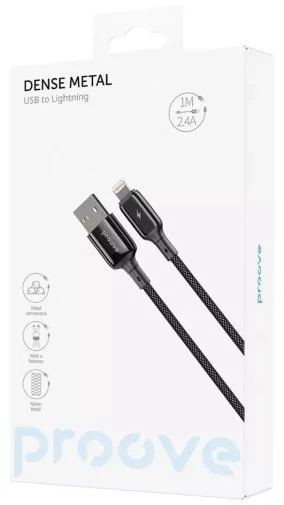 Фото: Кабель Proove Dense Metal 2.4A AM / Lightning 1m Black (CCDM20001101) № 11 | KTC