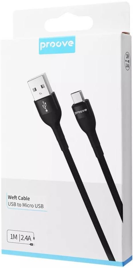 Кабель Proove Weft 2.4A AM / Micro USB 1m Black (CCWF20001301)