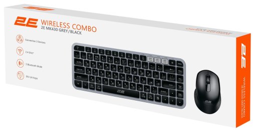 Комплект клавіатура+миша 2E MK430 Grey/Black (2E-MK430WBGR_UA)
