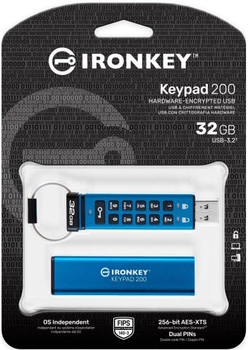 Флешка USB Kingston IronKey Keypad 200 32GB Blue (IKKP200/32GB)