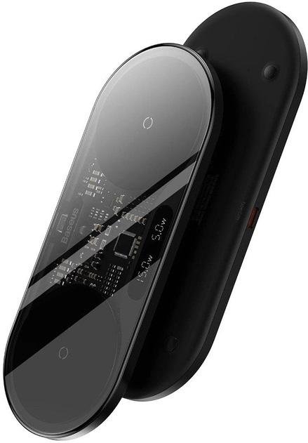  Бездротовий зарядний пристрій Baseus Digital LED Display 2in1 20W Black (WXSX010101)
