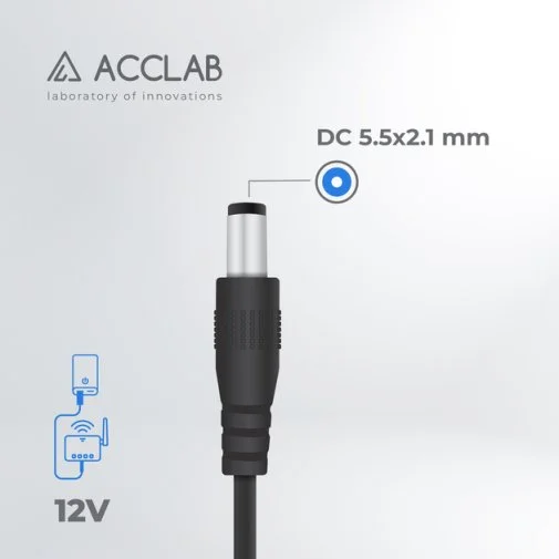 Фото: Кабель живлення ACCLAB 12V 1A USB / DC 5.5x2.1mm Black (1283126565120) № 7 | KTC
