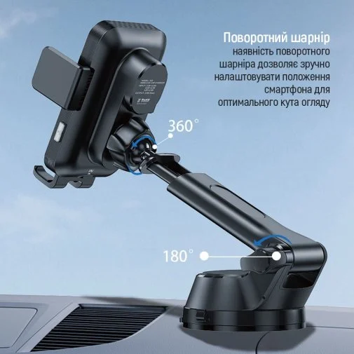 Фото: Кріплення для мобільного телефону ColorWay AutoSense Car Wireless Charger 2 Dashboard/Air Vent 15W (CW-CHAW040Q-BK) № 16 | KTC