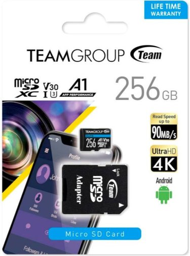 FLASH пам'ять Team Elite A1 Micro SDXC 256GB with adapter (TEAUSDX256GIV30A103)