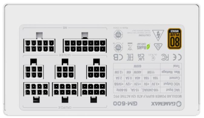 Блок живлення Gamemax 600W GM-600 Modular White