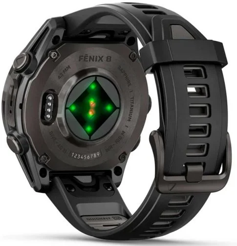 Фото: Смарт годинник Garmin fenix 8 - 43 mm AMOLED Sapphire Carbon Gray DLC Titanium with Black/Pebble Gray Silicone Band (010-02903-21) № 15 | KTC