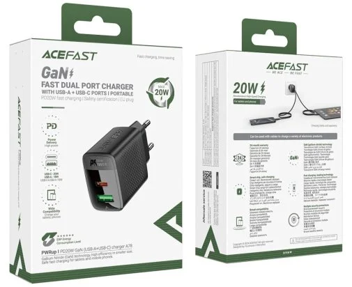 Фото: Зарядний пристрій Acefast A78 GaN 20W Black (6974316283256) № 14 | KTC