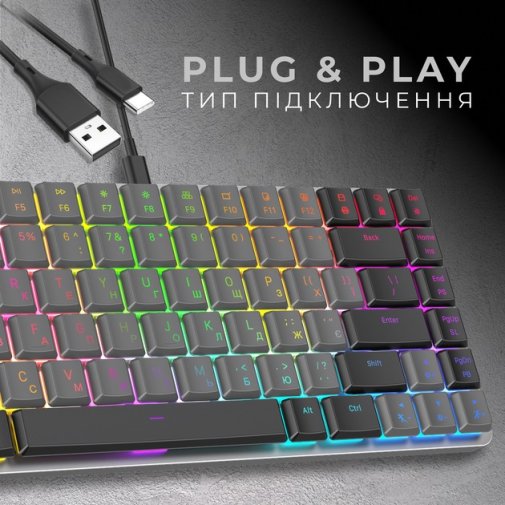 Клавіатура GamePro MK141R Red Switch Low Profile RGB USB Dark Gray