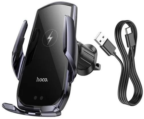 Фото: Кріплення для мобільного телефону Hoco CA202 Plus Enlightener Infrared Induction Wireless Charging Car Holder air outlet Black Metal Gray (6942007623469) № 16 | KTC