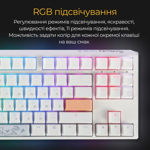Фото: Клавіатура Ducky One 3 TKL Cherry MX Brown RGB ENG/UKR White (DKON2187ST-BUAPXPWWWSC1) № 31 | KTC