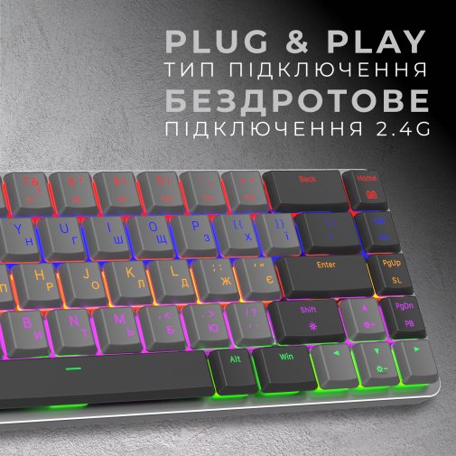 Клавіатура GamePro MK122R Red Switch Low Profile Wireless Dark Gray