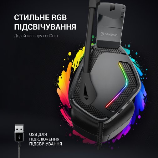 Гарнітура GamePro HS605 RGB Black