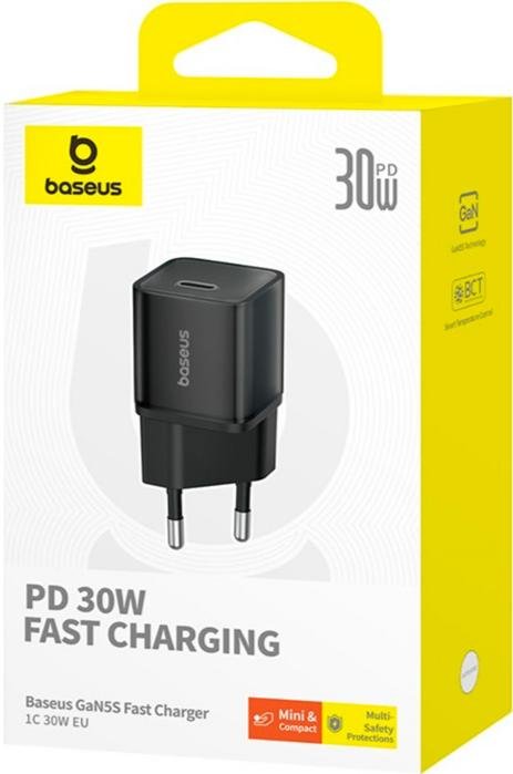 Зарядний пристрій Baseus GaN5S Fast Charger 1C 30W Cluster Black (P10162504113-00)