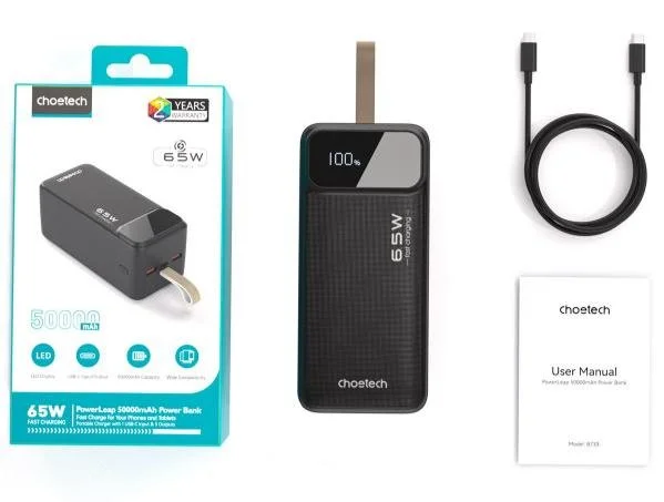 Фото: Батарея універсальна Choetech B733 50000mAh 65W Black (B733-CCBK) № 14 | KTC