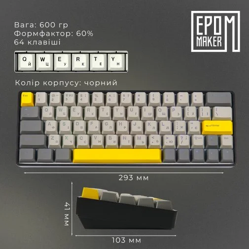 Фото: Клавіатура Epomaker EP64 Mulan Switch Hot-Swap RGB Black (EP64-B-M) № 29 | KTC