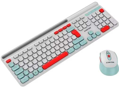 Фото: Комплект клавіатура+миша Canyon HSET-W5 Wireless White (CNS-HSETW5WT) № 8 | KTC