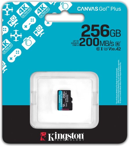 FLASH пам'ять Kingston Canvas Go Plus Class 10 UHS-I U3 V30 A2 Micro SDXC 256GB (SDCG4/256GBSP)