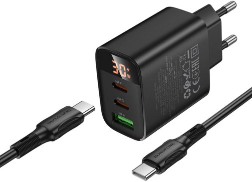 Зарядний пристрій BOROFONE BA98A Ilustre QC3.0 PD 30W Black with Type-C/Type-C (6941991120534)