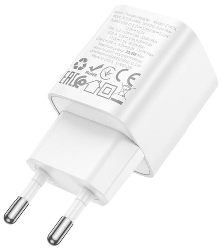 Зарядний пристрій Hoco C147A Charm QC3.0 PD 20W White (6942007630276)