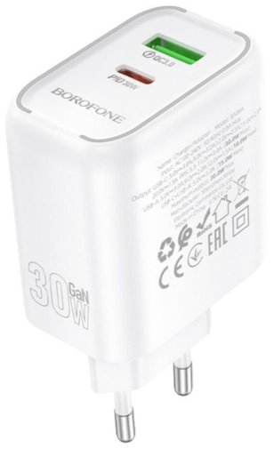 Зарядний пристрій BOROFONE BA89A Destello PD QC3.0 30W White (6941991119361)