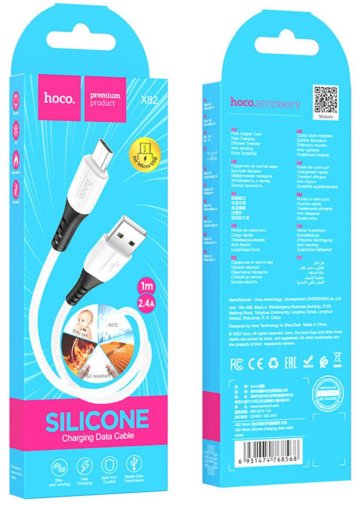 Кабель Hoco X82 2.4A AM / MicroB 1m White (6931474768568)