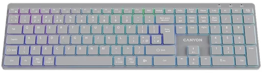 Фото: Клавіатура Canyon HKB-W11 UKR/ENG BT/WL Grey (CNS-HBTK11G) № 7 | KTC