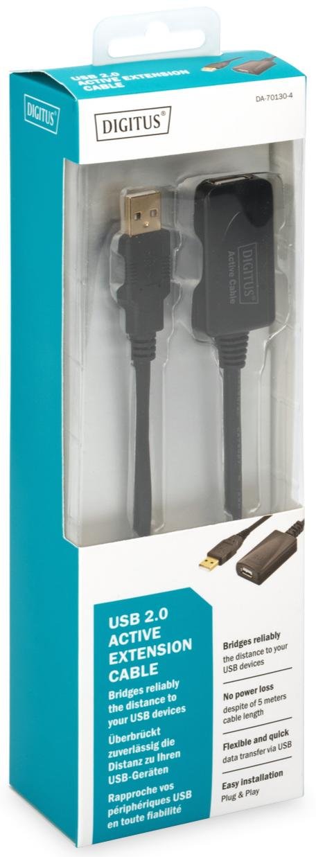  Кабель Digitus AM / AF 5m Black (DA-70130-4)