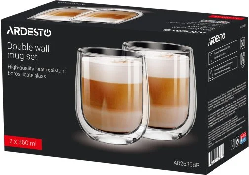 Фото: Набір чашок Ardesto 360ml 2pcs Clear (AR2636BR) № 4 | KTC