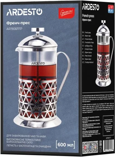 Фото: Френч-прес Ardesto Gemini Fasano 600ml Clear (AR1906FFP) № 8 | KTC