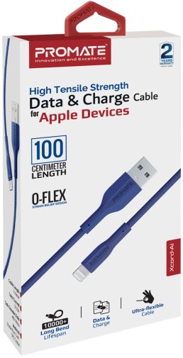Кабель Promate xCord-Ai 2A AM / Lightning 1m Navy (6959144061641)