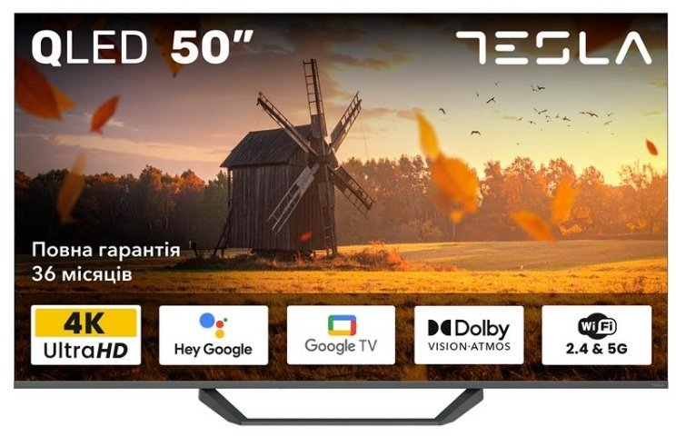 Телевізор QLED Tesla Q50E655GUS (Google TV, Wi-Fi, 3840x2160)