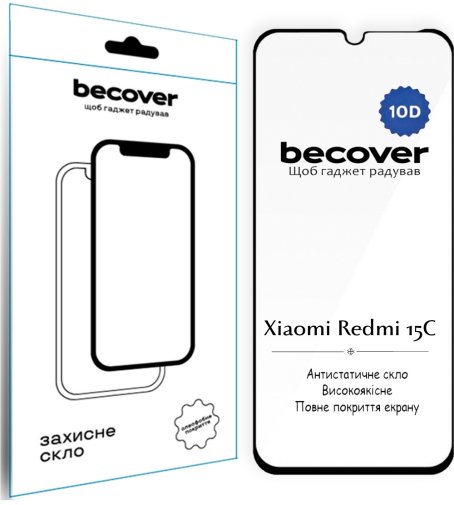 Захисне скло BeCover 10D for Xiaomi Redmi 15C 4G/5G - Black (713908)