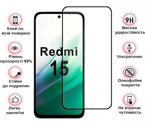 Захисне скло BeCover для Xiaomi Redmi 15 Black (713905)