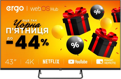 Телевізор LED Ergo 43WUS9200 (Smart TV, Wi-Fi, 3840x2160)