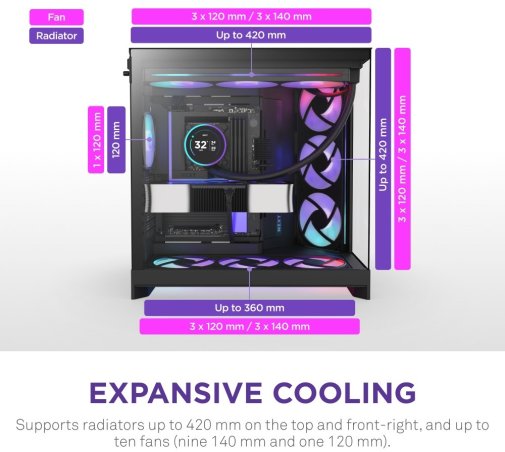 Корпус NZXT H9 Flow RGB+ Black with window (CM-H92FB-P1)