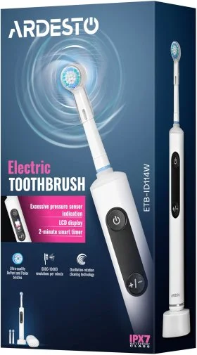 Фото: Електрична зубна щітка Ardesto ETB-ID114W White + Travel case № 38 | KTC