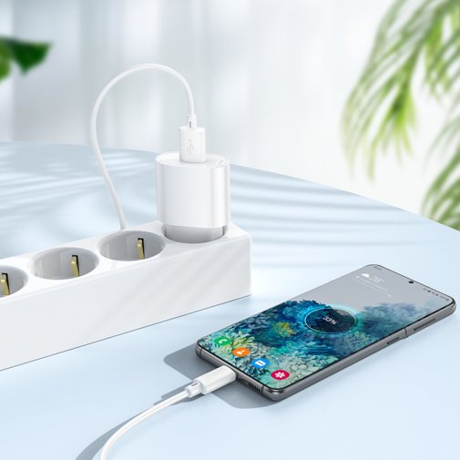 Зарядний пристрій Hoco C109A Fighter 10.5 White with AM / MicroUSB (6942007656603)