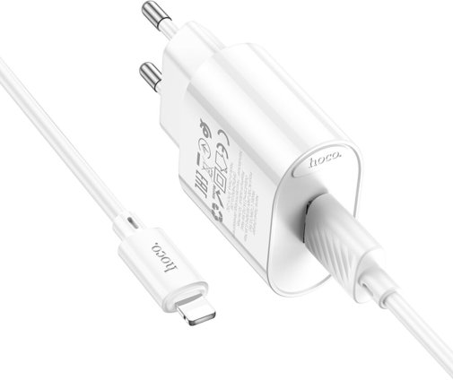 Зарядний пристрій Hoco C109A Fighter 10.5 White with AM / Lightning (6942007656597)