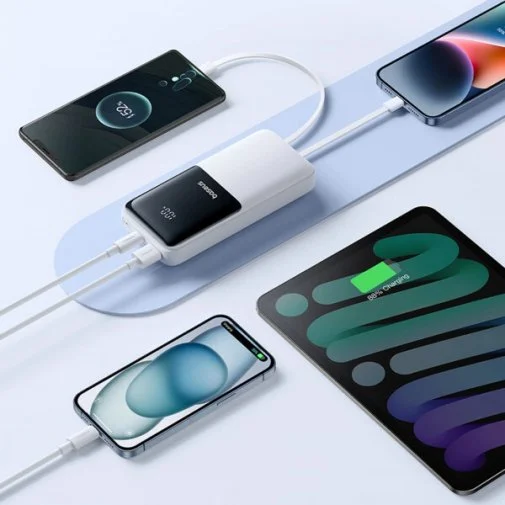 Фото: Батарея універсальна Baseus Lipow 20000mAh 22.5W White Built-In Lightning / USB-C cable (P10079102213-00) № 20 | KTC