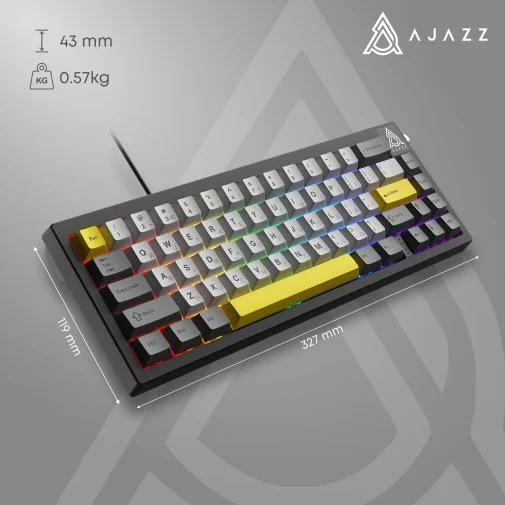 Фото: Клавіатура Ajazz AK650 Moon Yellow Switches ENG/UKR USB Gray/White/Yellow (AK650-MY-GWY) № 30 | KTC