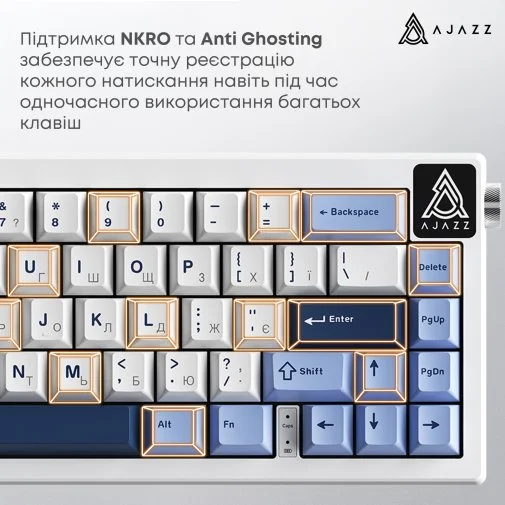 Фото: Клавіатура Ajazz AK650 Sea Salt Switches ENG/UKR USB Blue/White/Blue (AK650-SS-BWB) № 28 | KTC